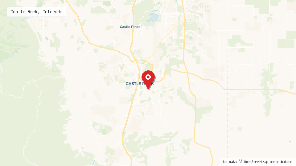 Street map of Castle Rock, Colorado with location pin