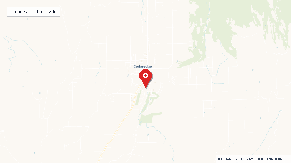 Street map of Cedaredge, Colorado with location pin