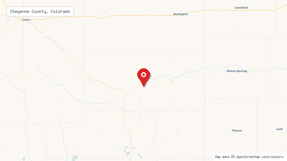Street map of Cheyenne County, Colorado with location pin