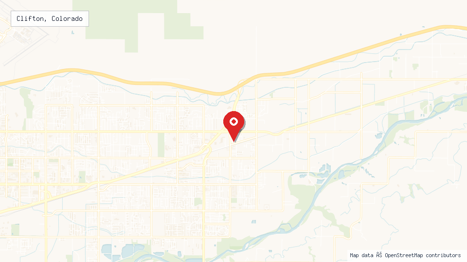 Street map of Clifton, Colorado with location pin