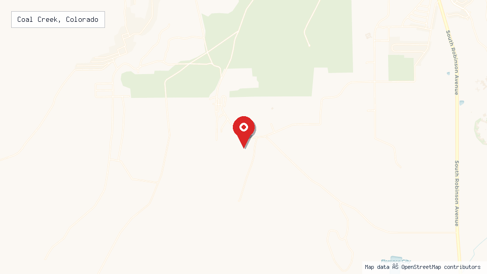 Street map of Coal Creek, Colorado with location pin