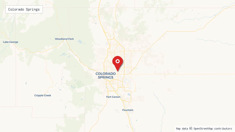 Street map of Colorado Springs with location pin