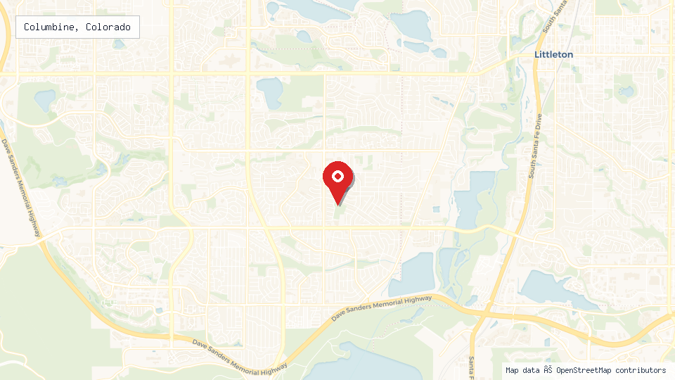 Street map of Columbine, Colorado with location pin