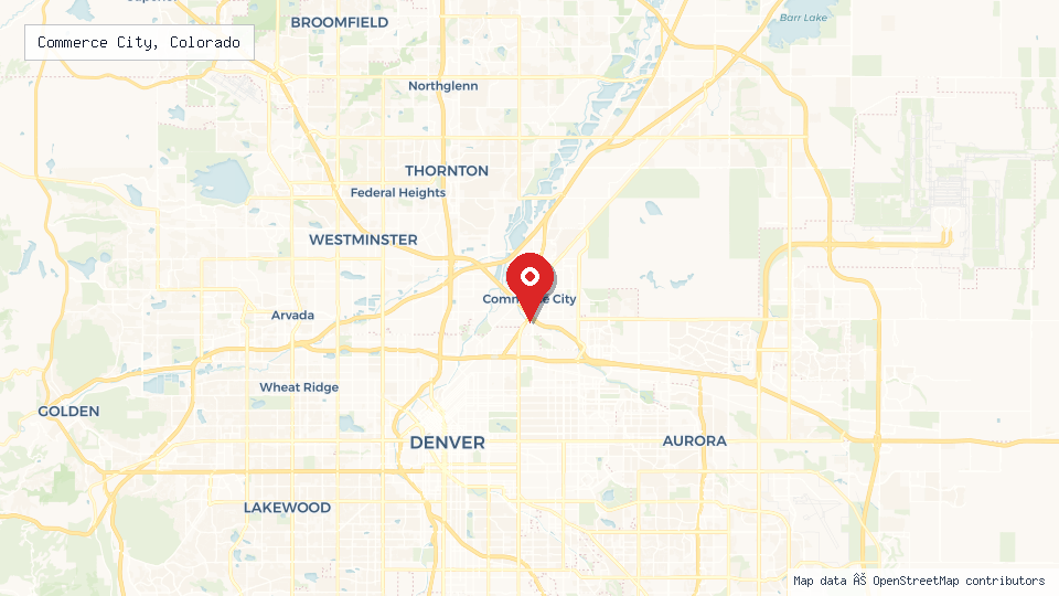 Street map of Commerce City, Colorado with location pin