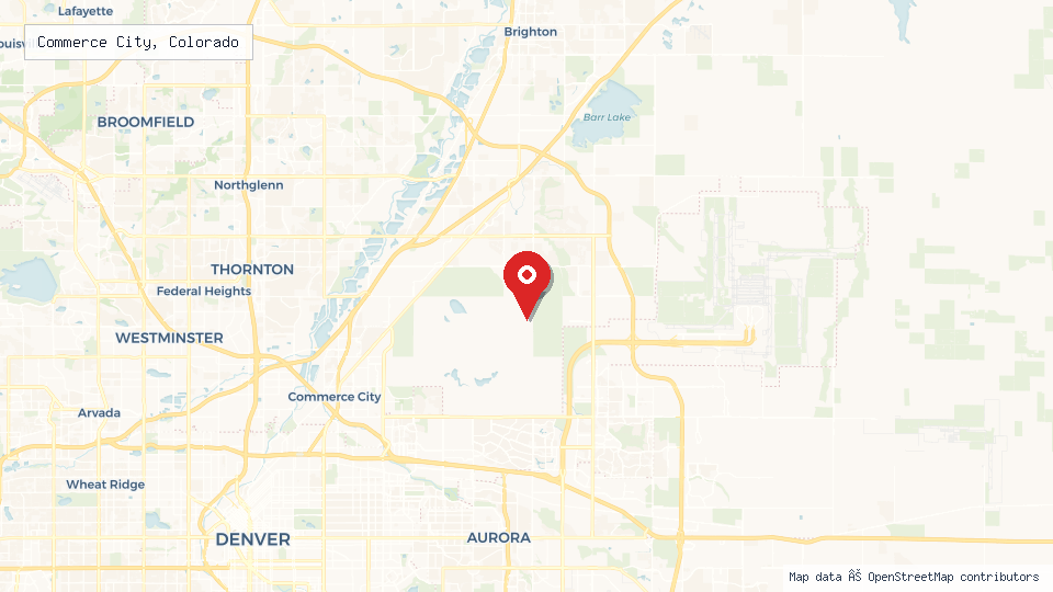Street map of Commerce City, Colorado with location pin
