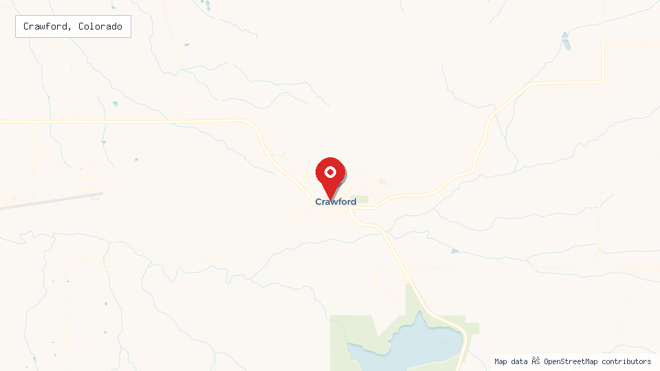 Street map of Crawford, Colorado with location pin