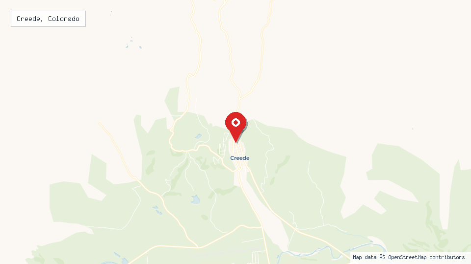Street map of Creede, Colorado with location pin