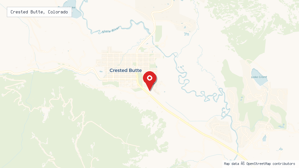 Street map of Crested Butte, Colorado with location pin