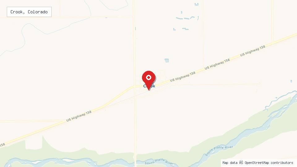 Street map of Crook, Colorado with location pin