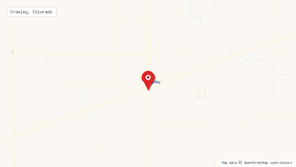 Street map of Crowley, Colorado with location pin