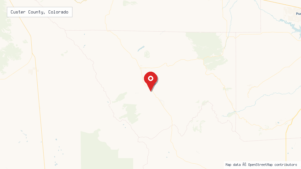 Street map of Custer County, Colorado with location pin