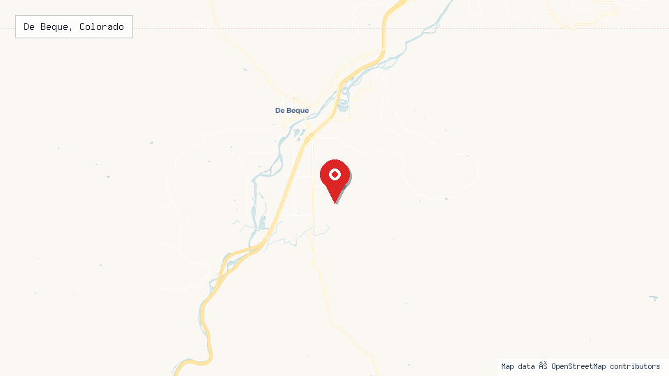 Street map of De Beque, Colorado with location pin