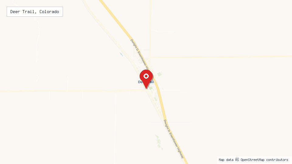 Street map of Deer Trail, Colorado with location pin