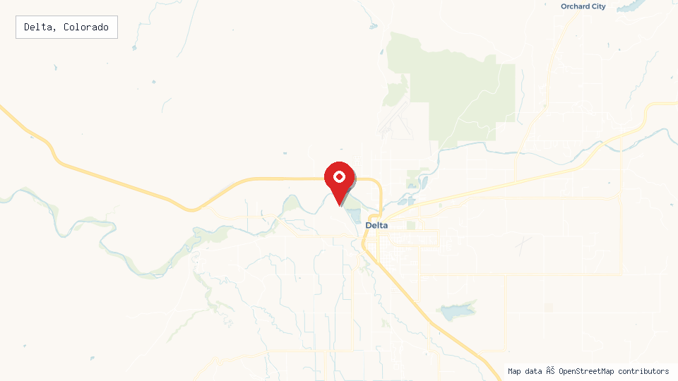 Street map of Delta, Colorado with location pin