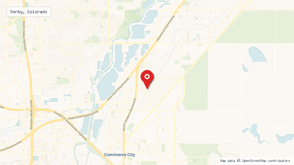Street map of Derby, Colorado with location pin