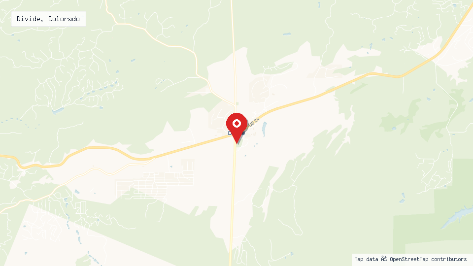 Street map of Divide, Colorado with location pin