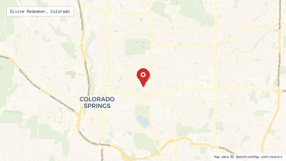 Street map of Divine Redeemer, Colorado with location pin