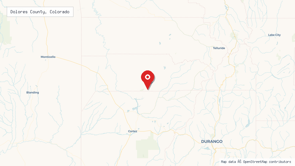 Street map of Dolores County, Colorado with location pin