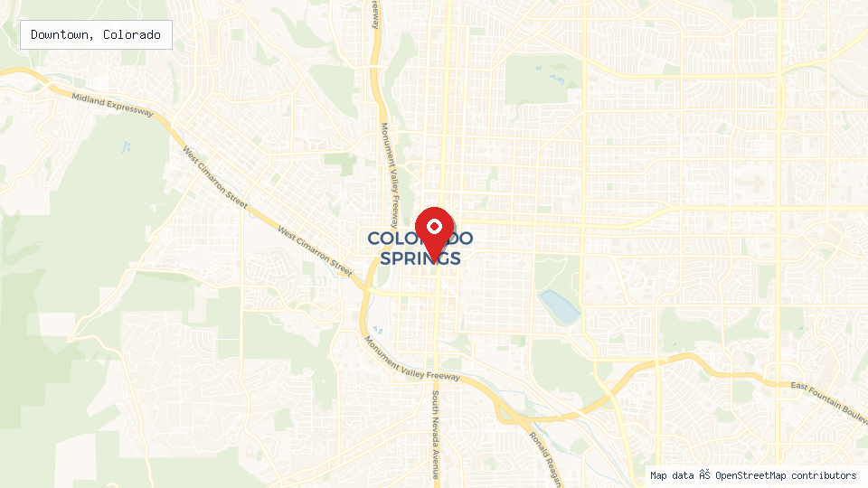 Street map of Downtown, Colorado with location pin