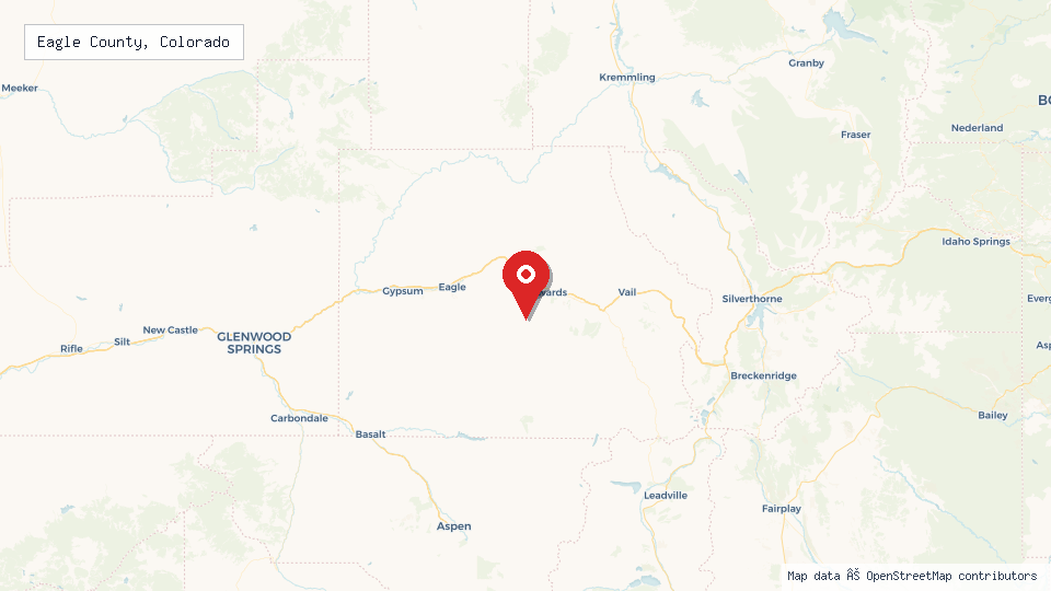 Street map of Eagle County, Colorado with location pin