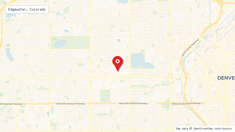 Street map of Edgewater, Colorado with location pin