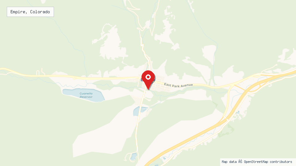 Street map of Empire, Colorado with location pin
