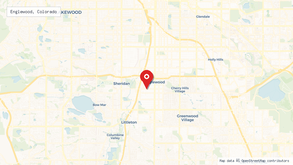 Street map of Englewood, Colorado with location pin