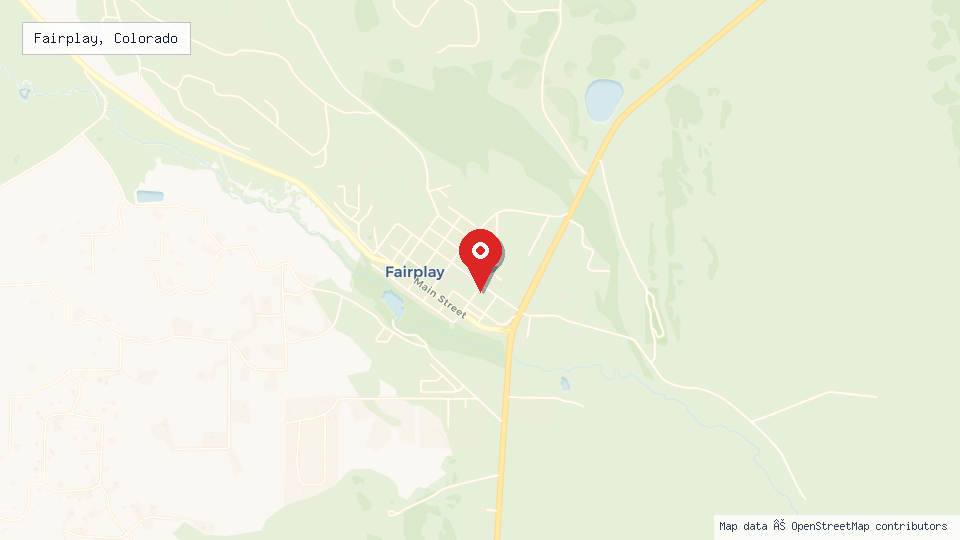 Street map of Fairplay, Colorado with location pin