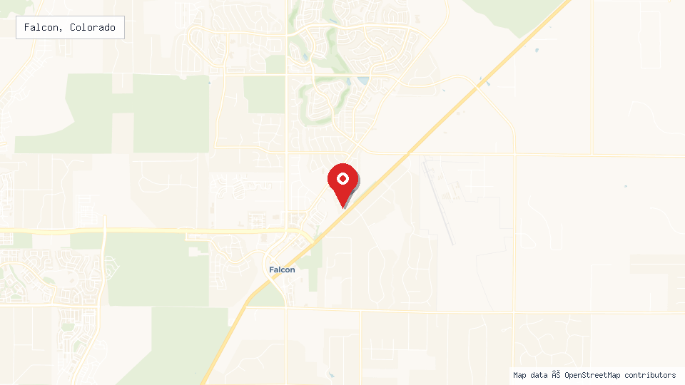 Street map of Falcon, Colorado with location pin