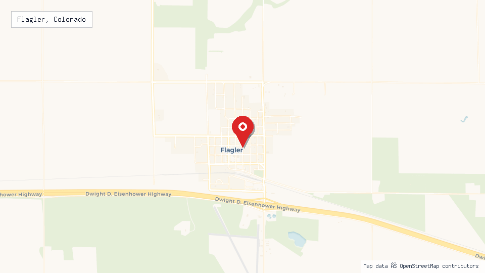 Street map of Flagler, Colorado with location pin