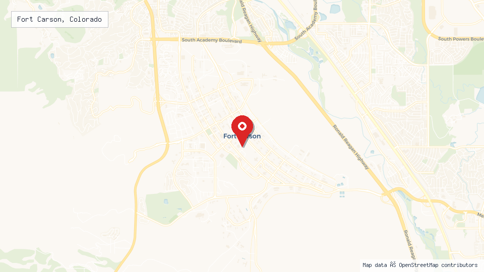Street map of Fort Carson, Colorado with location pin