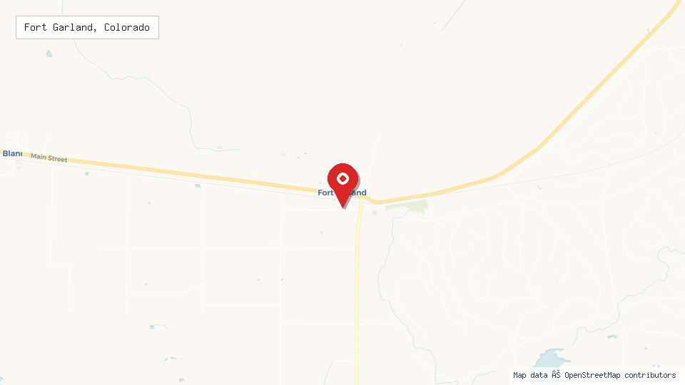 Street map of Fort Garland, Colorado with location pin