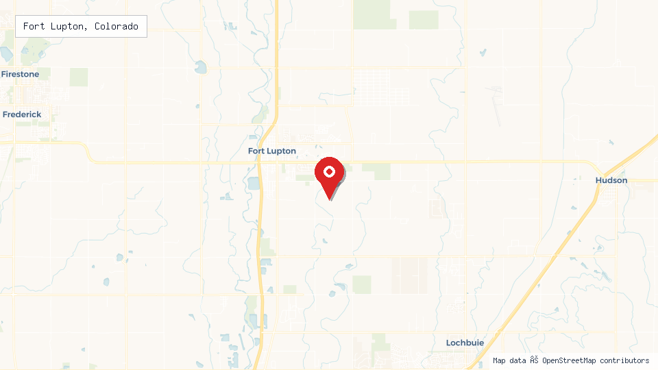 Street map of Fort Lupton, Colorado with location pin