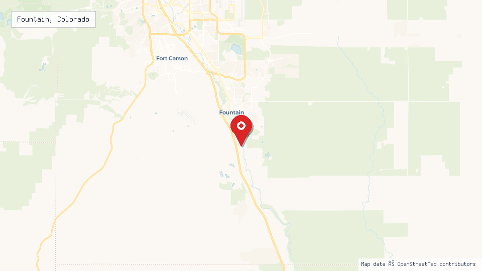 Street map of Fountain, Colorado with location pin