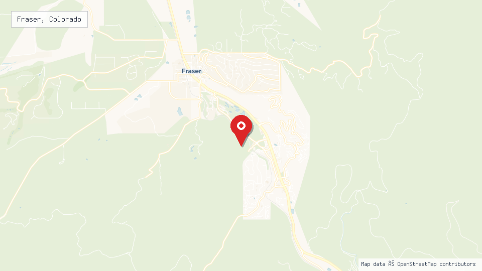 Street map of Fraser, Colorado with location pin