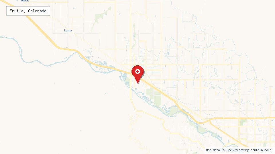 Street map of Fruita, Colorado with location pin