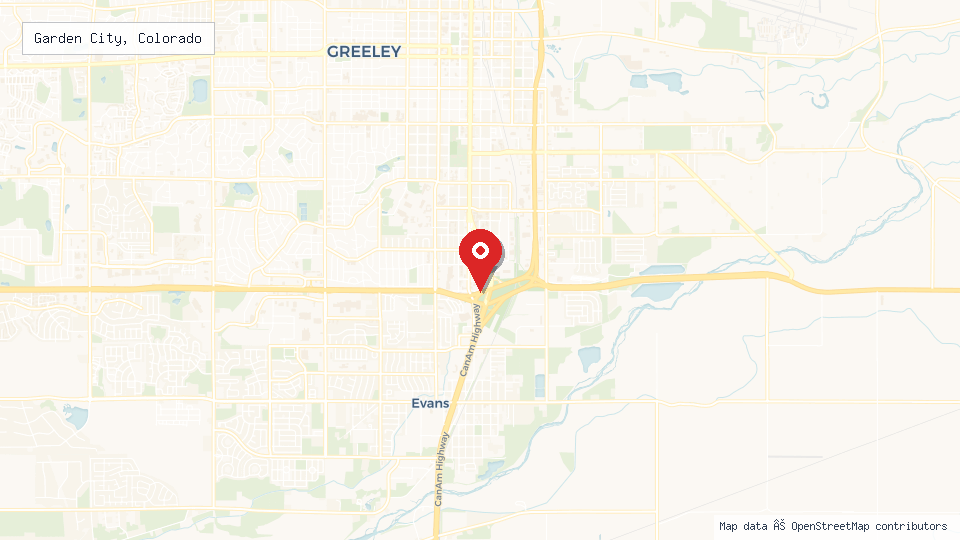 Street map of Garden City, Colorado with location pin