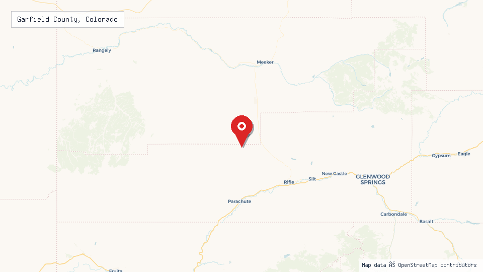 Street map of Garfield County, Colorado with location pin