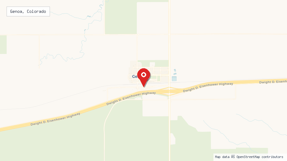 Street map of Genoa, Colorado with location pin