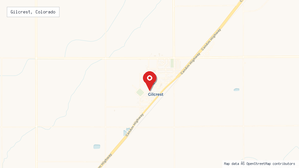 Street map of Gilcrest, Colorado with location pin