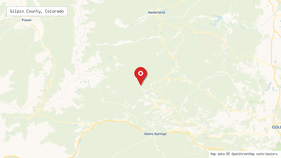 Street map of Gilpin County, Colorado with location pin