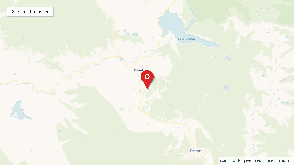 Street map of Granby, Colorado with location pin