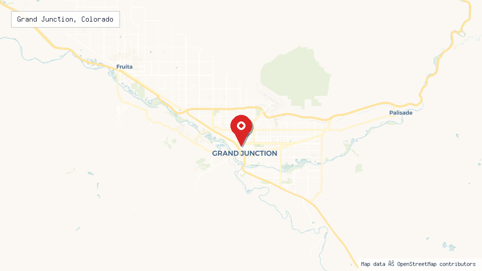 Street map of Grand Junction, Colorado with location pin