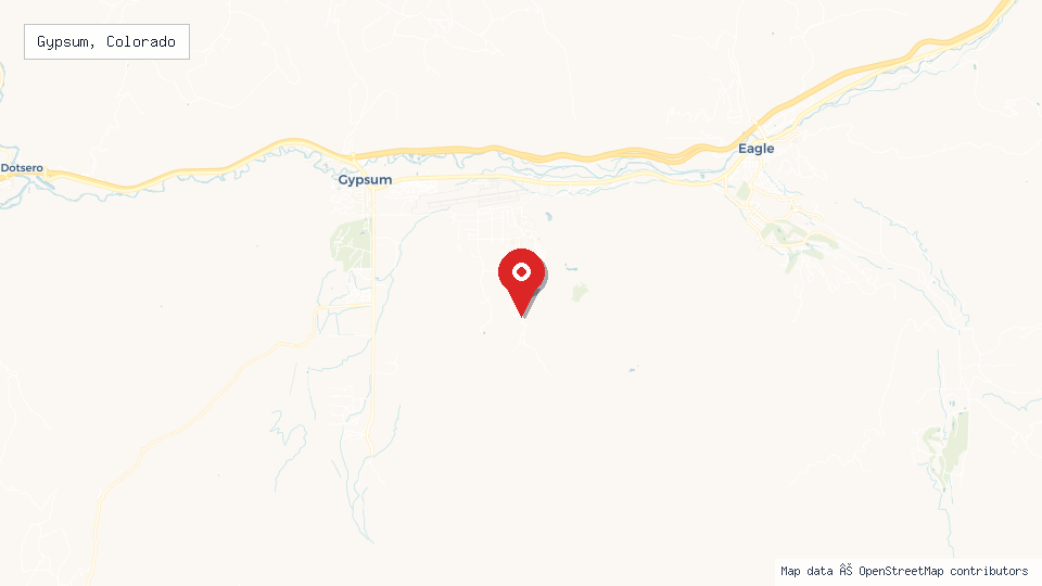 Street map of Gypsum, Colorado with location pin