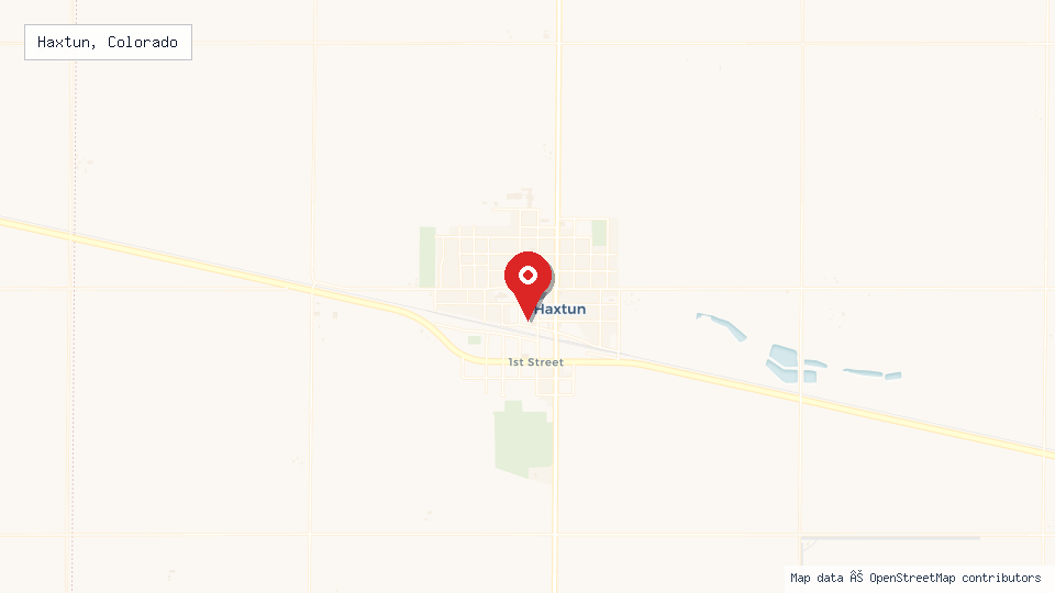 Street map of Haxtun, Colorado with location pin