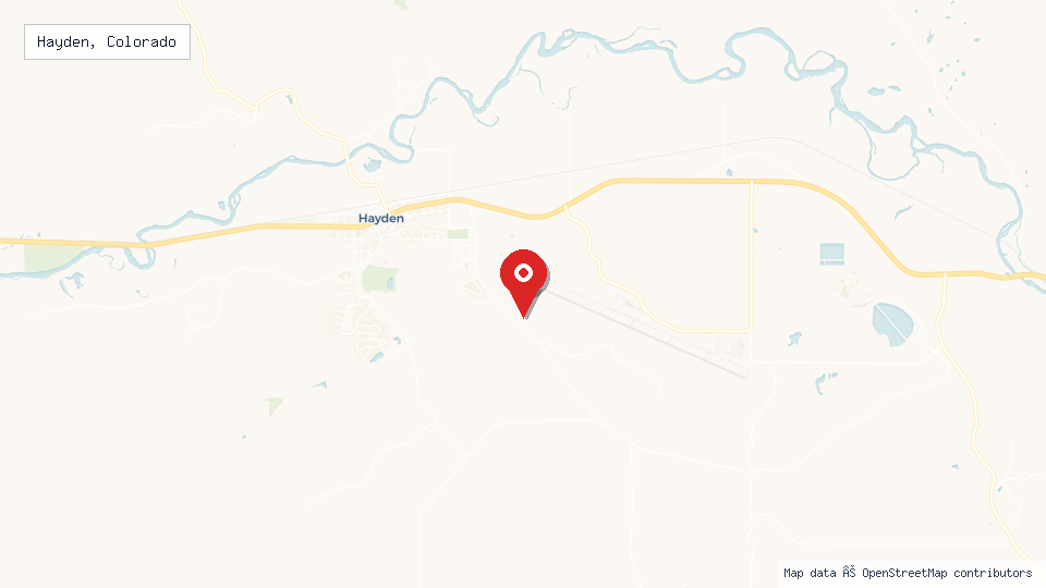 Street map of Hayden, Colorado with location pin