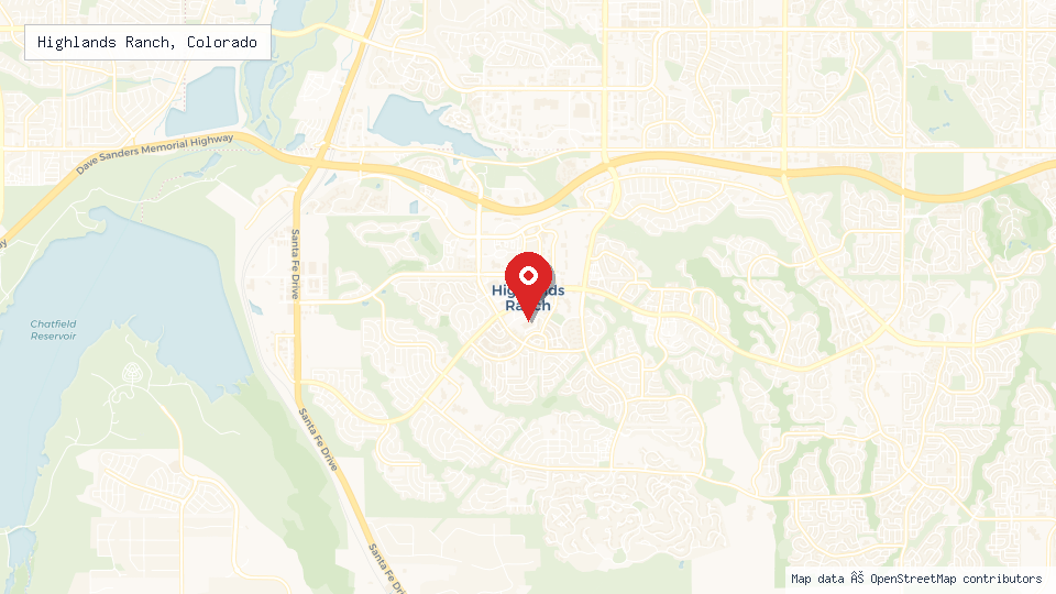 Street map of Highlands Ranch, Colorado with location pin