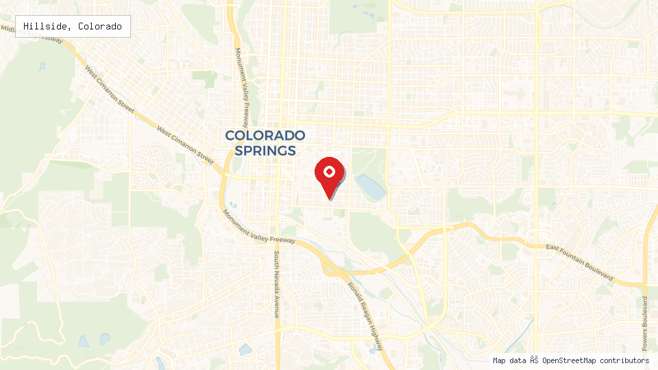 Street map of Hillside, Colorado with location pin