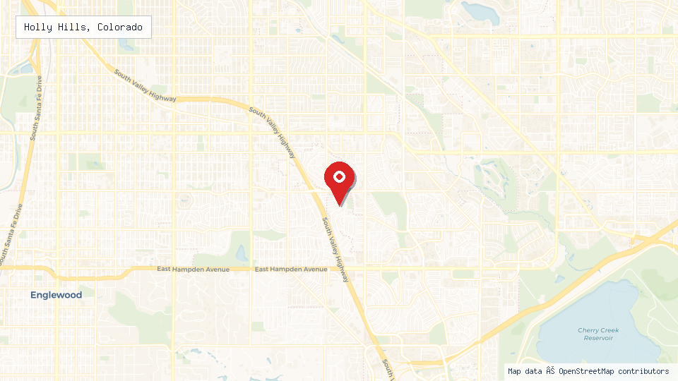 Street map of Holly Hills, Colorado with location pin