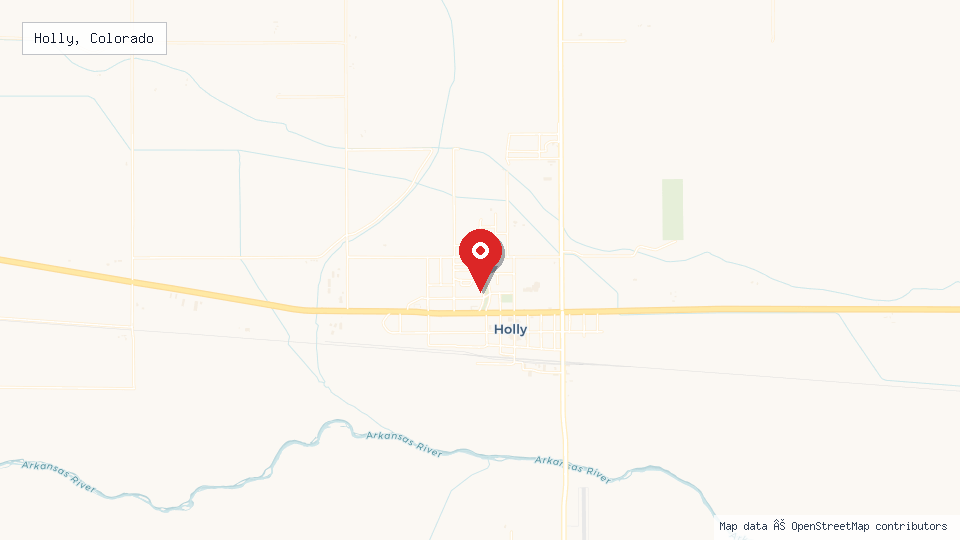 Street map of Holly, Colorado with location pin